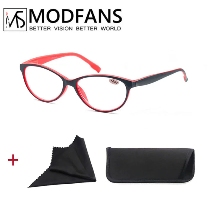 Women Reading Sun Glasses Oval Cat-Eye Classic Frame Sunglasses Readers Eyeglasses Spring Hinge Lightweight Wear with Diopter