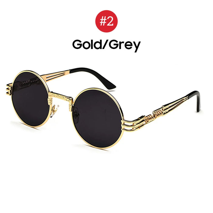 VIVIBEE 2026 Trend Black Red Round Punk Sunglasses Women Hip Hop Sun Glasses Men Steampunk Goggle Luxury Rock Accessories