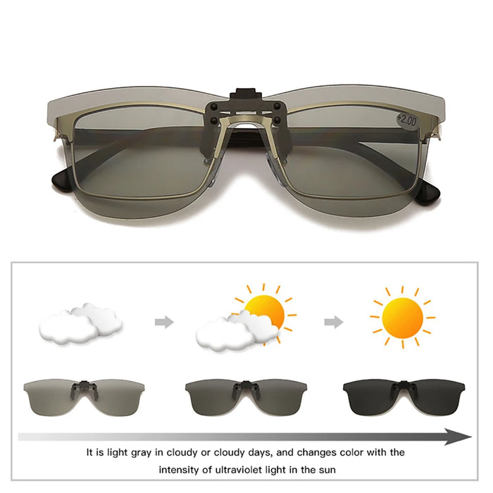 VIVIBEE Square Mirror Men's Clip on Polarized Night Driving Glasses Yellow UV400 Women Sunglasses Fishing Clips