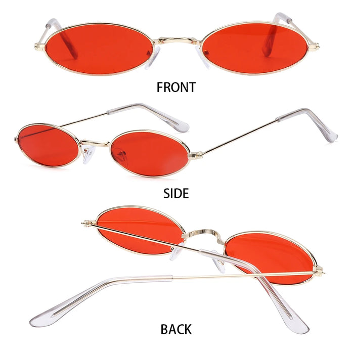 1PC Vintage Small Frame Shades Retro Oval Black Sunglasses Unisex Luxury Brand Designer Pink Sun Glasses Female Travel Eyewear