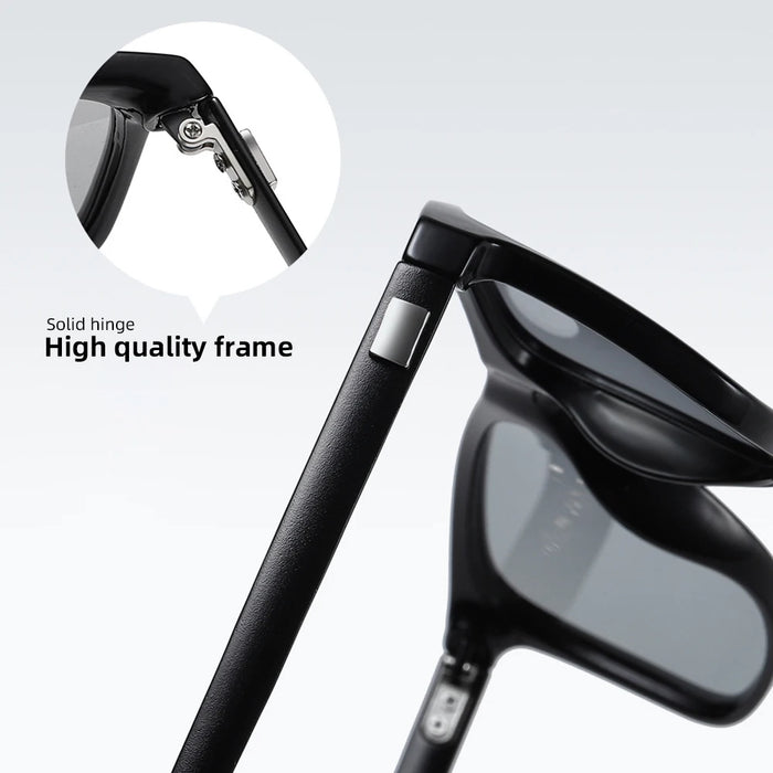VIVIBEE Gafas de sol polarizadas fotocromáticas de cambio de color, montura gris para hombre, cuadradas clásicas, lentes de transición camaleónicas