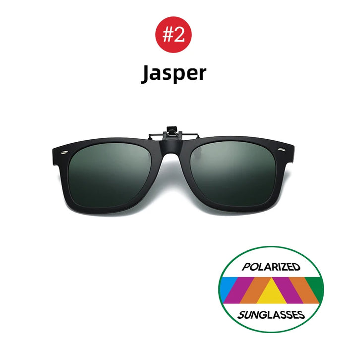 VIVIBEE Flip Up Clip on Sun Glasses for Men Driving Sunglasses Light Fishing Female Anti-UVA UVB Polarized Night Vision Lens
