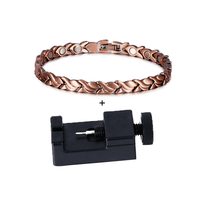 Vinterly Magnetic Pure Copper Bracelets for Women 6.5mm Vintage Chain Health Energy Magnet Arthritis Pain Relief Women Jewelry