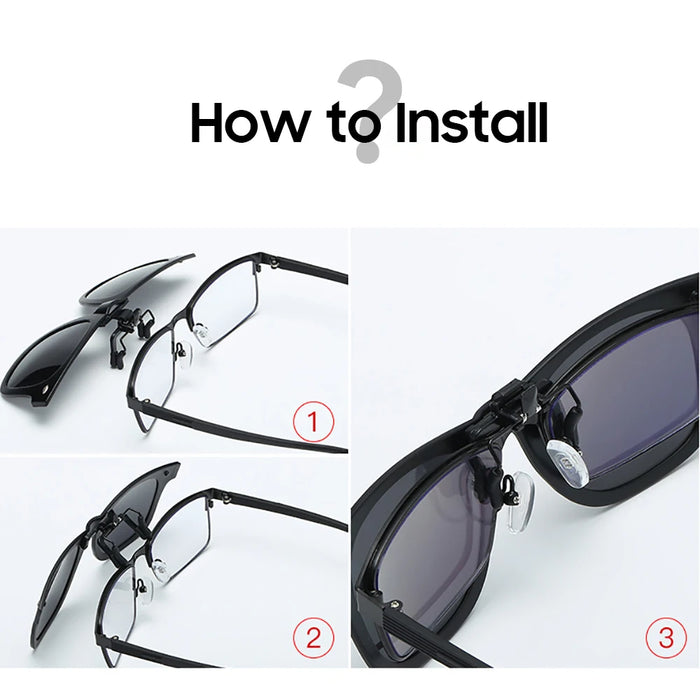 VIVIBEE Flip Up Clip on Sun Glasses for Men Driving Sunglasses Light Fishing Female Anti-UVA UVB Polarized Night Vision Lens
