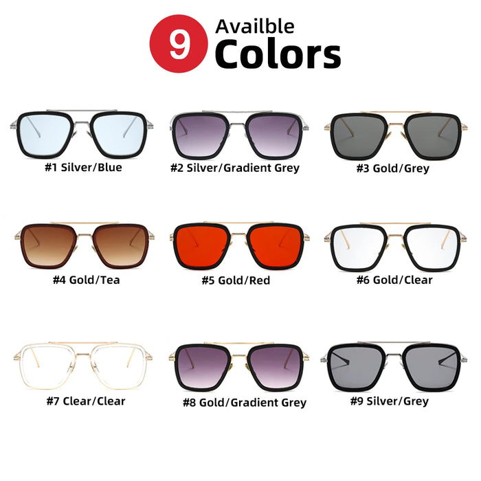 VIVIBEE Retro Square Men Edith Sunglasses Vintage Silver Metal Frame Blue Lens Glasses Fashion Women Steampunk Eyewear
