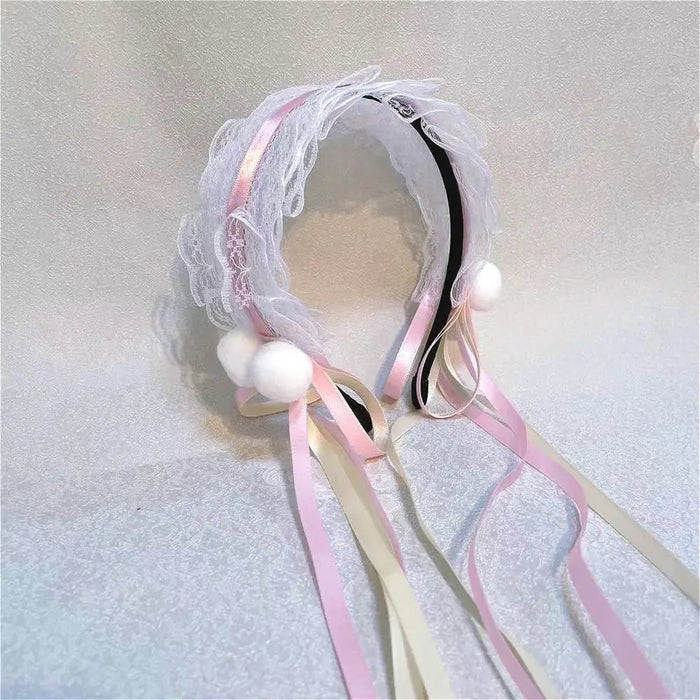 1PC Kawaii Cat Ears Headband Lace Bow Head Wrap Lolita Wedding Party Cosplay Maid Headdress Women Girls Anime Hair Accessories