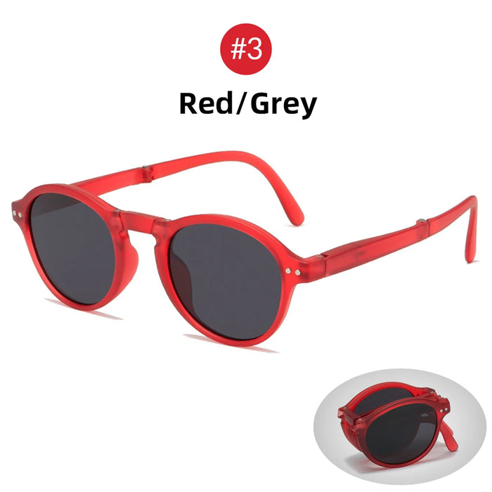 VIVIBEE Women Square Folding Sunglasses 2026 Trending Product Black UV400 Spring Hinge Eyewear Men Retro Mirror Red Sun Glasses