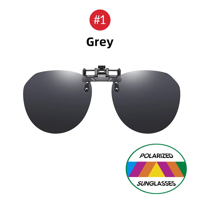 VIVIBEE Big Size Flip Up Clip on Sunglasses Polarized Gradient Grey Lens Oversized Driving UV400  Fishing Accessory