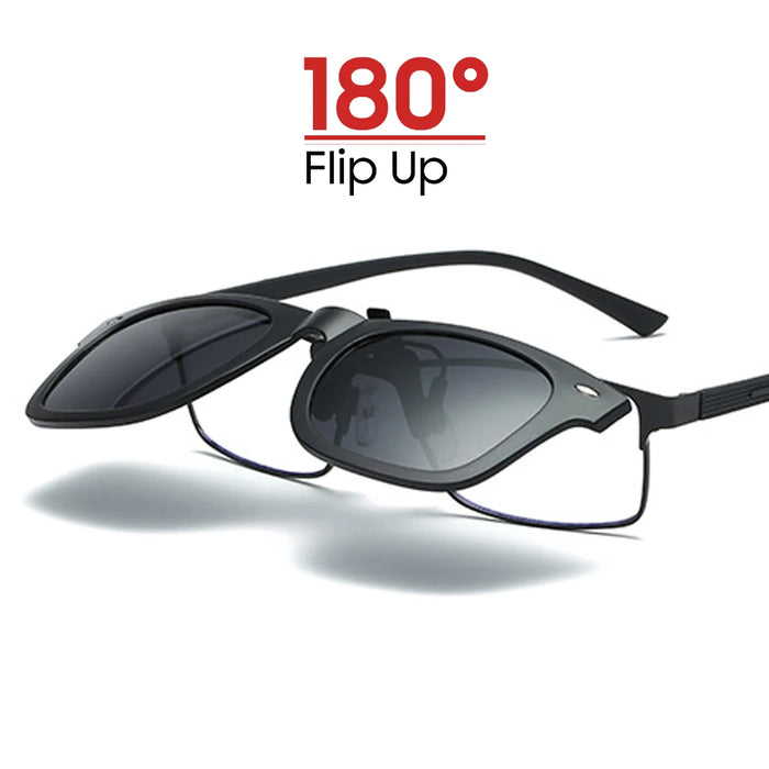 VIVIBEE Flip Up Clip on Sun Glasses for Men Driving Sunglasses Light Fishing Female Anti-UVA UVB Polarized Night Vision Lens