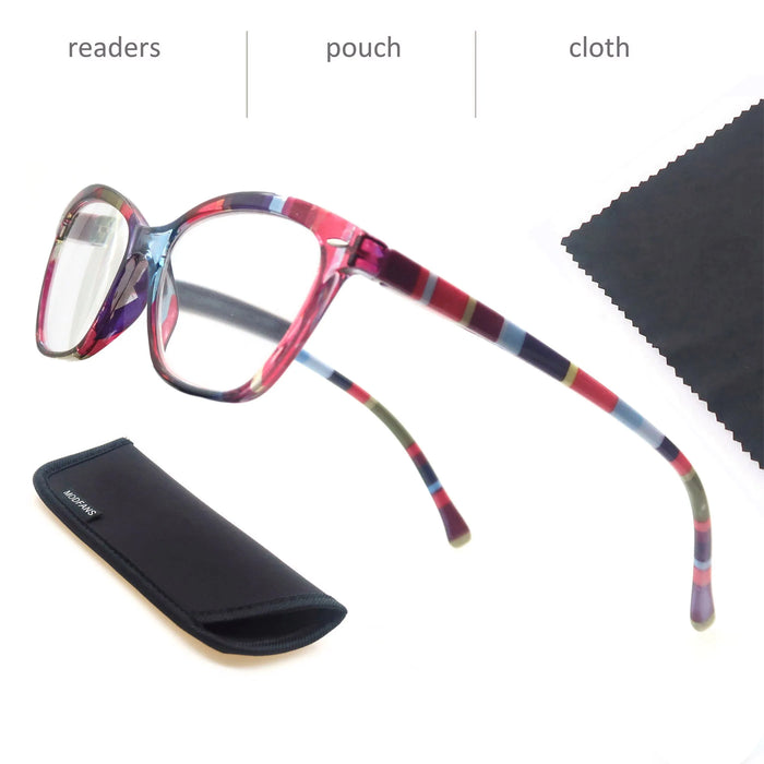 Gafas de lectura coloridas de ojo de gato para mujer, montura ovalada clásica, bisagra de resorte flexible, cómodas gafas de lectura con dioptrías