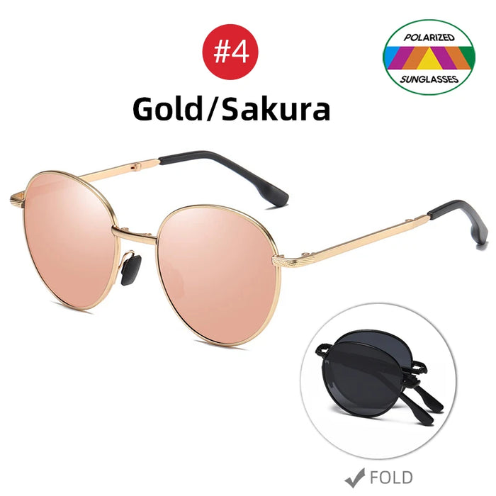 VIVIBEE 2026 Trending Square Black Folding Polarized Sunglasses Women Light Mirror Blue Fold Shades Titanium Alloy Sun Glasses