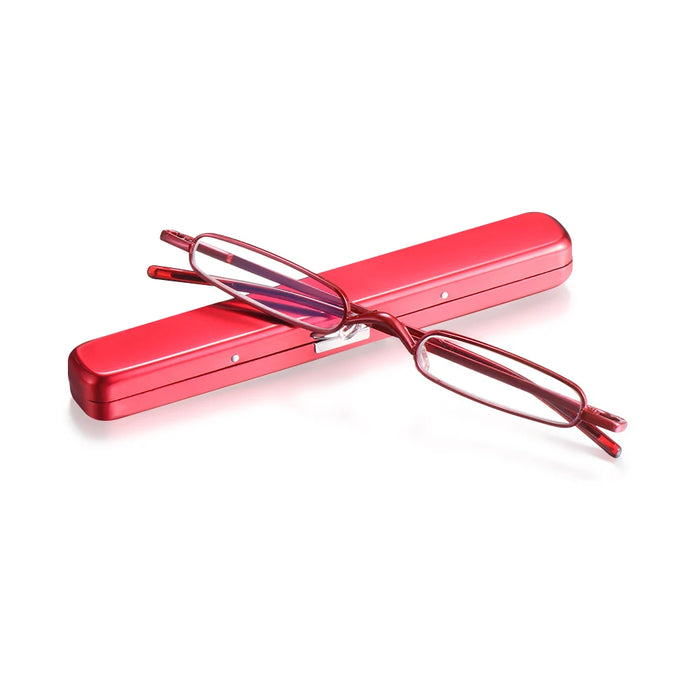 1PC Mini Portable Metal Reading Glasses With Case Vision Care Retro Light Weight Resin Lens Readers Presbyopic Eyeglass+1.0~+4.0