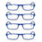 4 Paires Reading Glasses for Men Women Narrow Square Frame Readers Eyeglasses Spring Hinge with Diopter