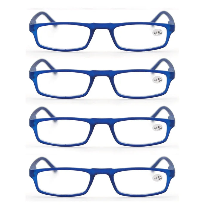 4 Paires Reading Glasses for Men Women Narrow Square Frame Readers Eyeglasses Spring Hinge with Diopter