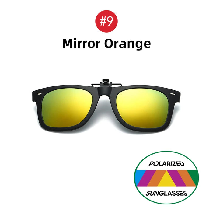 VIVIBEE Flip Up Clip on Sun Glasses for Men Driving Sunglasses Light Fishing Female Anti-UVA UVB Polarized Night Vision Lens