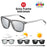 VIVIBEE Gafas de sol polarizadas fotocromáticas de cambio de color, montura gris para hombre, cuadradas clásicas, lentes de transición camaleónicas