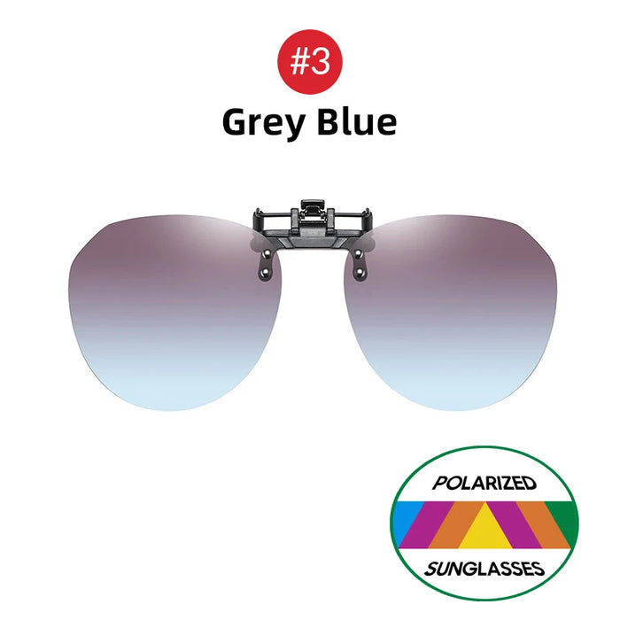 VIVIBEE Big Size Flip Up Clip on Sunglasses Polarized Gradient Grey Lens Oversized Driving UV400  Fishing Accessory