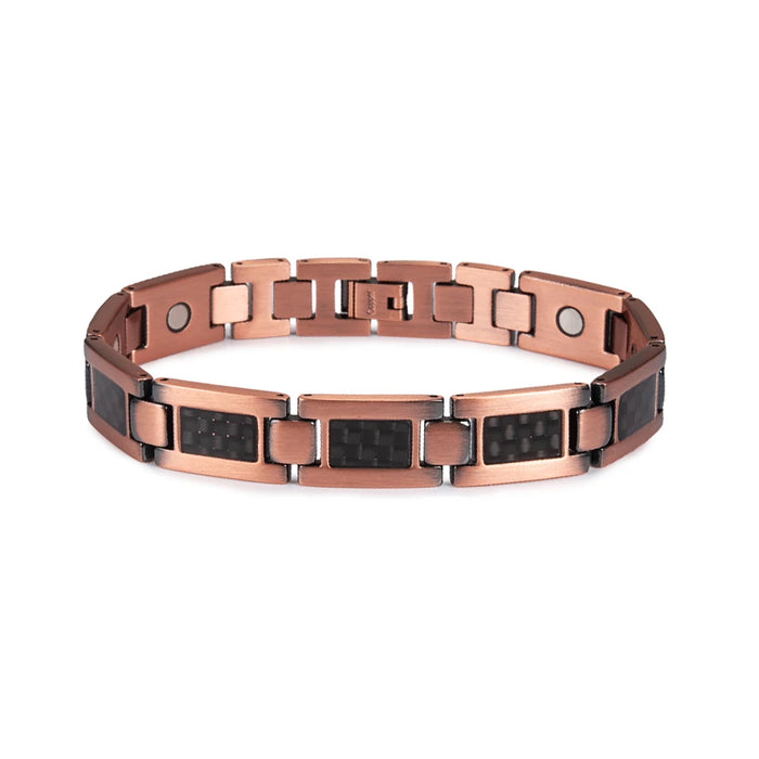 Vinterly Pure Copper Bracelet Men Magnetic 12mm Black Carbon Fiber Arthritis Men Hand Chain Link High Magnet Jewelry Benefits
