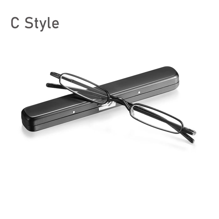 1PC Mini Portable Metal Reading Glasses With Case Vision Care Retro Light Weight Resin Lens Readers Presbyopic Eyeglass+1.0~+4.0