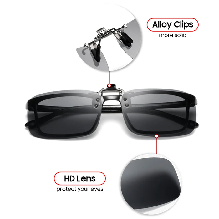 VIVIBEE Lunettes de soleil à clipser bleues effet miroir pour homme, à verres carrés polarisés, en métal, pour la pêche, la conduite de nuit, anti-UV400, pour femme
