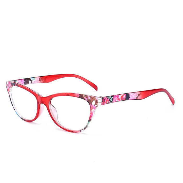 New Reading Glasses Women Flower Leg Cat Eye Frame Presbyopic Glasses PC Red  Fast Sight Eyewear Fast Shipping