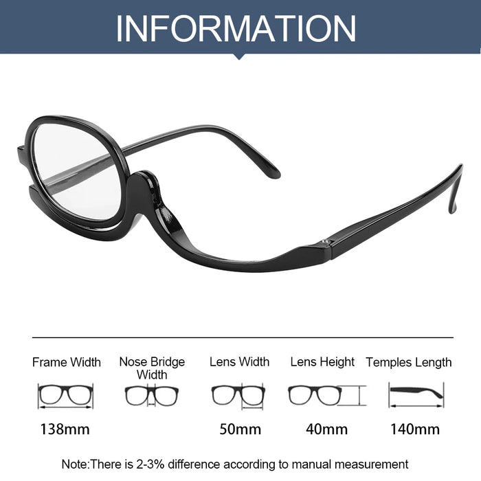 1PC Magnifying Glasses Rotating Makeup Reading Glasses Elder Folding Eyeglasses Cosmetic General +1.0+1.5+2.0+2.5+3.0+3.5+4.0