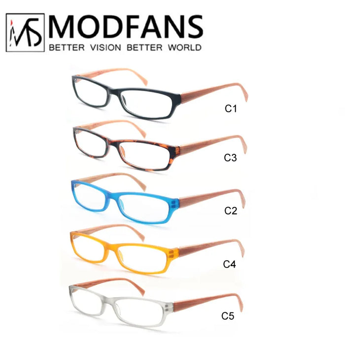 Reading Glasses Women Rectangular Frame Readers Eyeglasses Wood-Look Printed Legs for Mens Presbyopic Glasses +1.0+2.0+3.0+4.0