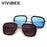 VIVIBEE Retro Square Men Edith Sunglasses Vintage Silver Metal Frame Blue Lens Glasses Fashion Women Steampunk Eyewear