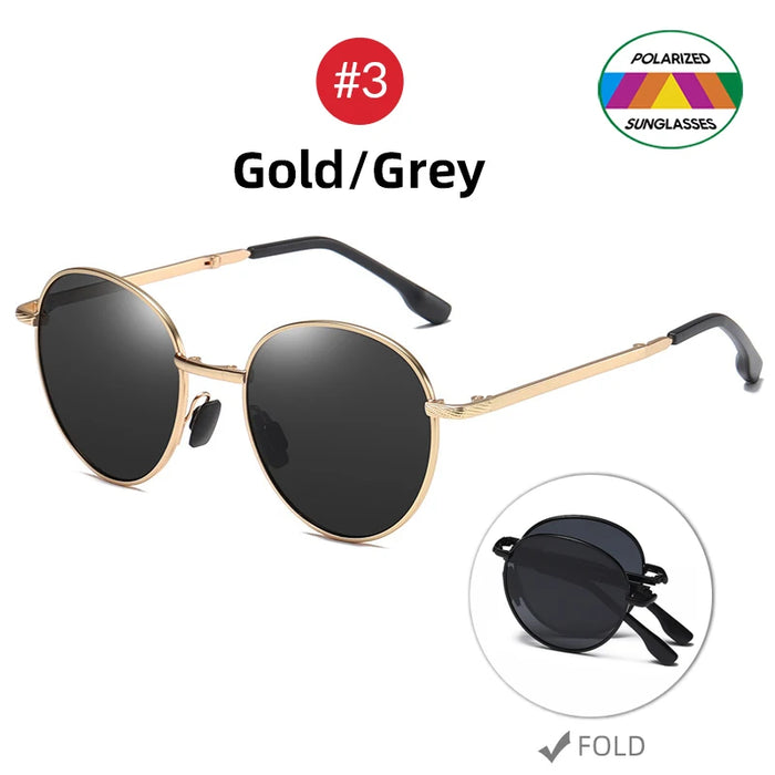 VIVIBEE 2026 Trending Square Black Folding Polarized Sunglasses Women Light Mirror Blue Fold Shades Titanium Alloy Sun Glasses