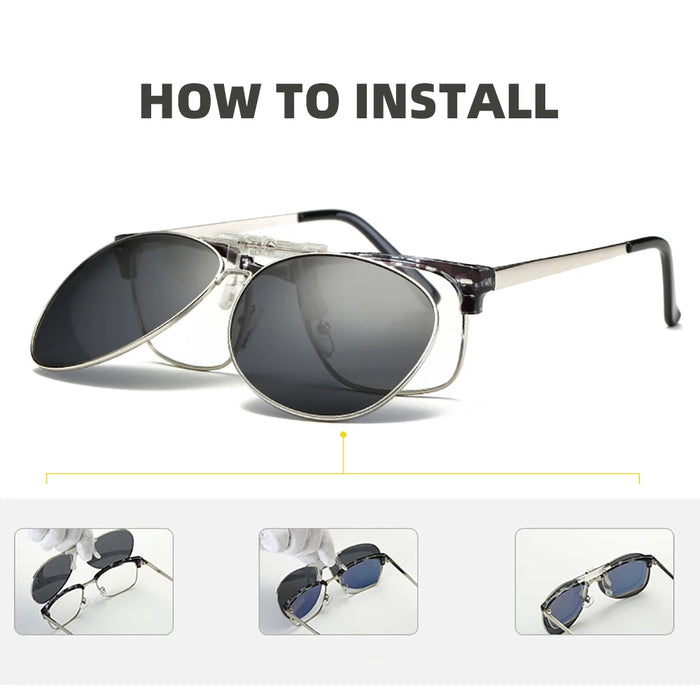 VIVIBEE Oversized Pilot Flip Up Clip on Sunglasses Polarized Men Driving Alloy Frame Big Size Women Aviation Glasses Clips