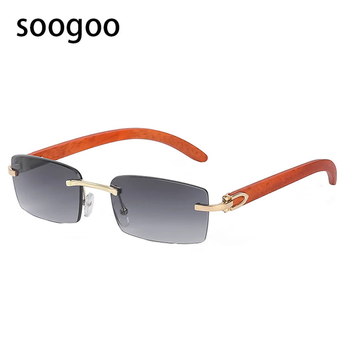 Punk Rimless Rectangle Sunglasses Men 2026 Fashion Vintage Trendy Small Square Sun Glasses for Male Frameless Eyewear UV400
