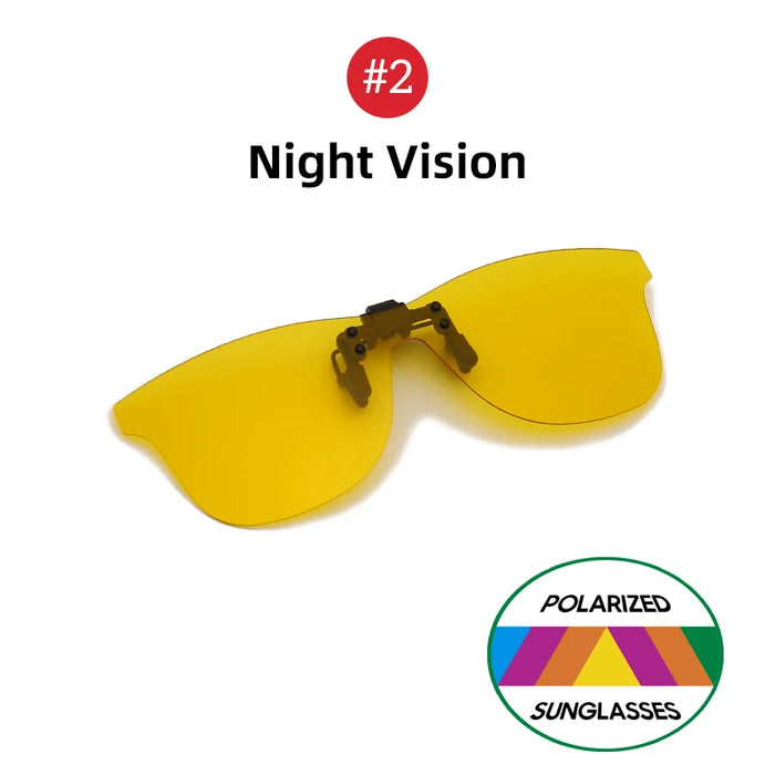 VIVIBEE Square Mirror Men's Clip on Polarized Night Driving Glasses Yellow UV400 Women Sunglasses Fishing Clips