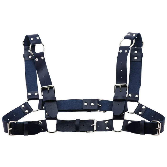 Women Men Sexy Punk Chest Harness Adjustable Caged Metal Body Chain PU Leather Choker Statement Necklace Party Clubwear