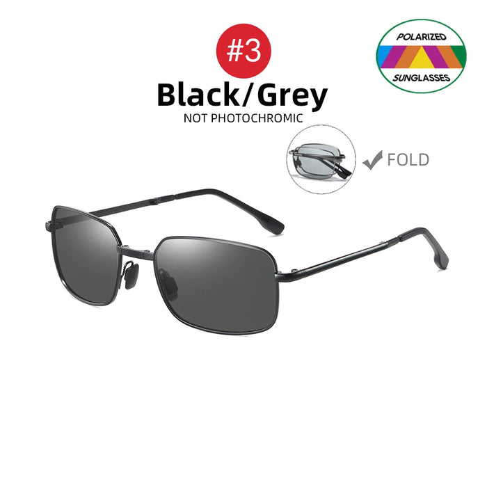 VIVIBEE Gafas de Sol Plegables Fotocromáticas para Hombre con Lentes Polarizadas Rectangulares de Metal, Gafas de Sol Masculinas para Verano 2026, Productos en Tendencia