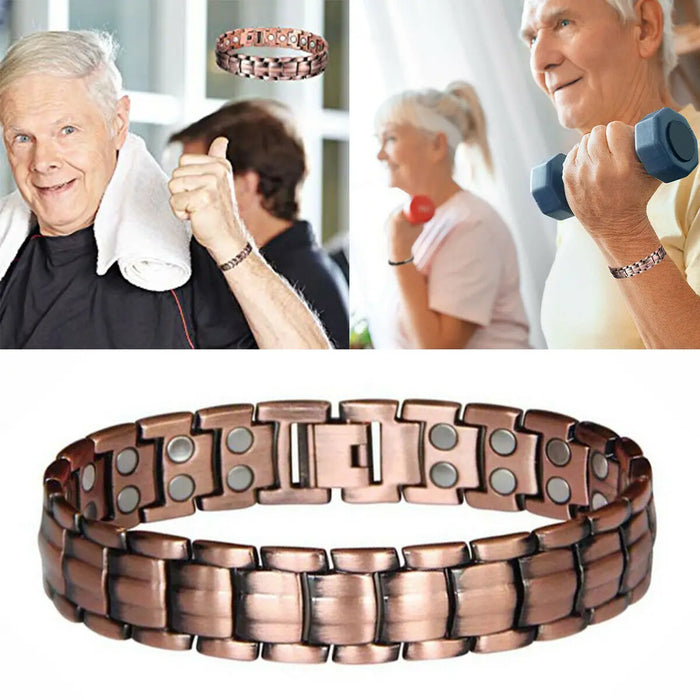 Men Red Copper Bracelet Business Style Double Strong Magnetic Therapy Bracelet For Arthritis Pain Relief Jewelry Accessories