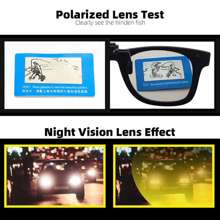 VIVIBEE Flip Up Clip on Sun Glasses for Men Driving Sunglasses Light Fishing Female Anti-UVA UVB Polarized Night Vision Lens