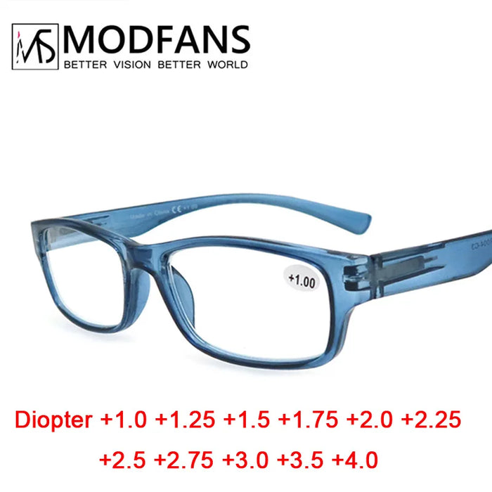 Reading Glasses Men Women Rectangle Durable Frame Readers Flexible Spring Hinge Clear View Magnification Strength +1.0 to +5.0
