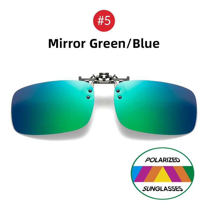 VIVIBEE Lunettes de soleil à clipser bleues effet miroir pour homme, à verres carrés polarisés, en métal, pour la pêche, la conduite de nuit, anti-UV400, pour femme