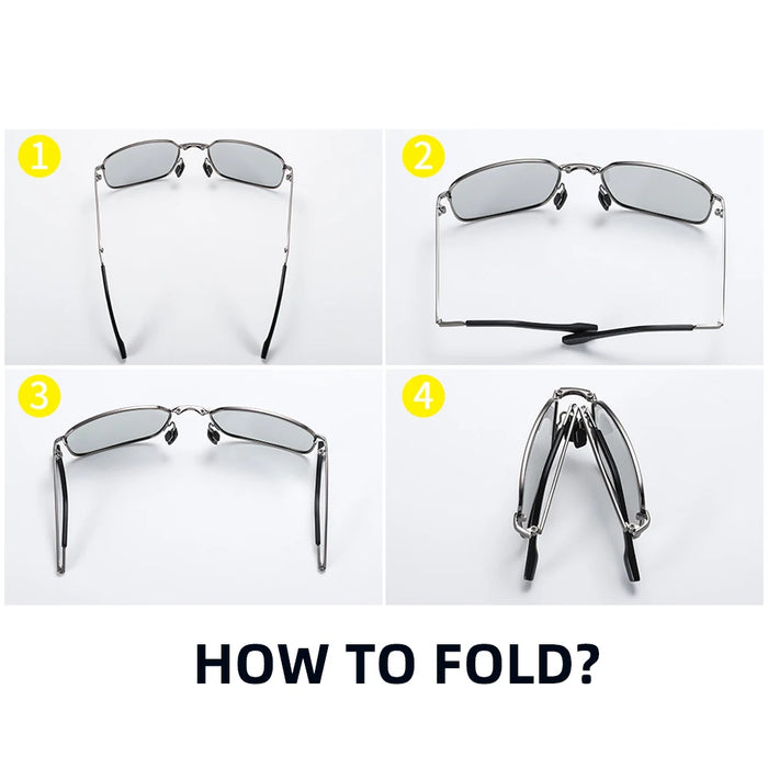 VIVIBEE Gafas de Sol Plegables Fotocromáticas para Hombre con Lentes Polarizadas Rectangulares de Metal, Gafas de Sol Masculinas para Verano 2026, Productos en Tendencia