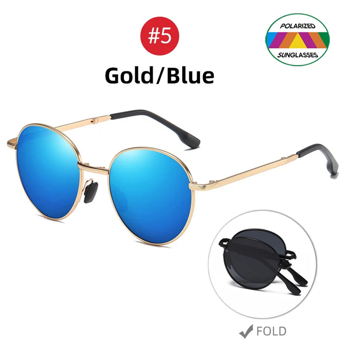 VIVIBEE 2026 Trending Square Black Folding Polarized Sunglasses Women Light Mirror Blue Fold Shades Titanium Alloy Sun Glasses