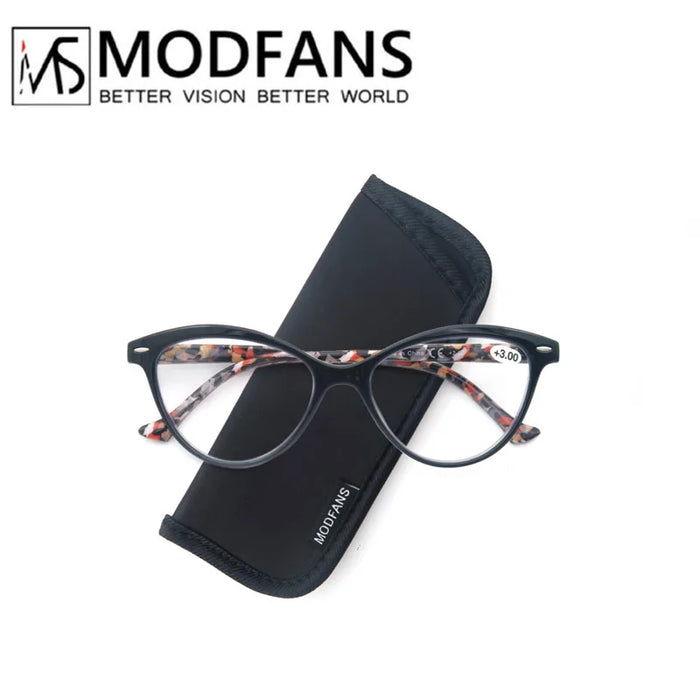 MODFANS Gafas de lectura de ojo de gato para mujer, con bisagra de resorte, ligeras, para presbicia, con dioptrías de +0.5 a +4.0