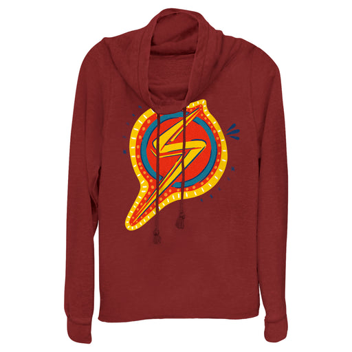 Junior's Marvel Decorative Symbol Cowl Neck