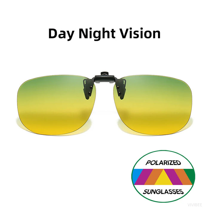 VIVIBEE Gafas de Sol con Clip Abatible Polarizadas para Hombre Cuadradas UV400 Fotocromáticas de Visión Nocturna para Mujer Clásicas con Clip de Espejo