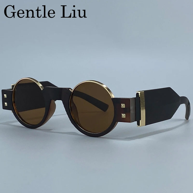Lunettes de soleil rondes Steampunk gothiques à petite monture pour hommes 2026, marque de luxe Y2K, lunettes de soleil punk pour hommes, monture épaisse rétro