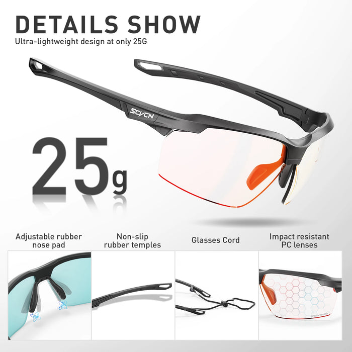SCVCN Photochromic Cycling Sunglasses Marathon Running Glasses Men Outdoor Sports Women Driving Bicycle Bike Eyewear New