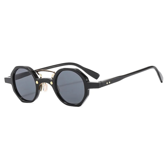 Lunettes de Soleil Rondes Vintage pour Femmes, Mode, Verres Clairs Océan, Protection UV400, Rivets, Hommes, Oculus