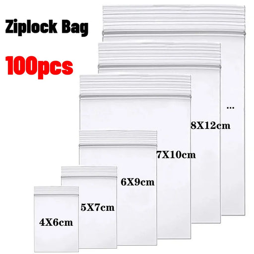 100 sacs à fermeture éclair épais, sacs de rangement en plastique transparents pour petits bijoux, emballage alimentaire, sacs refermables à fermeture éclair scellable