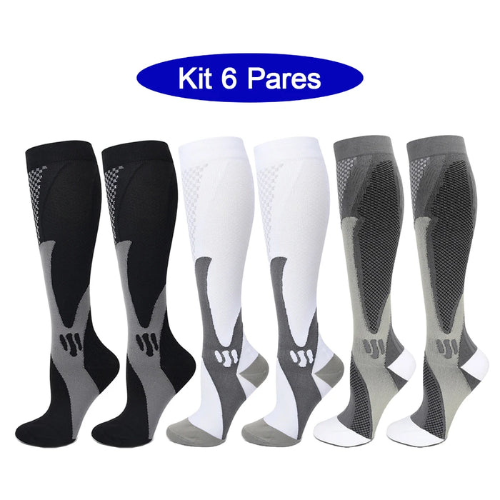 6Pairs Compression Socks 20-30mmHg High Stockings Men & Women Sports Marathon Cycling Football Varicose Veins EU35-45