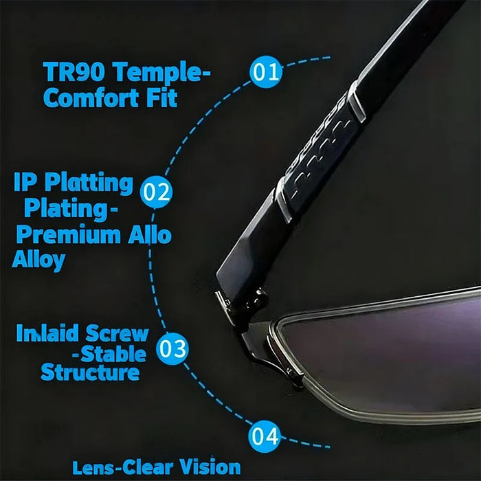 Gafas de lectura para hombre, estilo retro, de negocios, para hipermetropía, con filtro de luz azul, para lectura, de 0 a +4.0