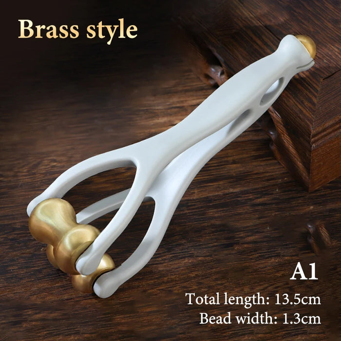 Finger Massage Dual-Row Roller Brass Roller Design Easy Use Relieve Finger Fatigue Promote Blood Portable Finger Massage Tool"